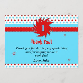 Red Blue Polka Dots Thank You Card by pinkthecatdesign at Zazzle