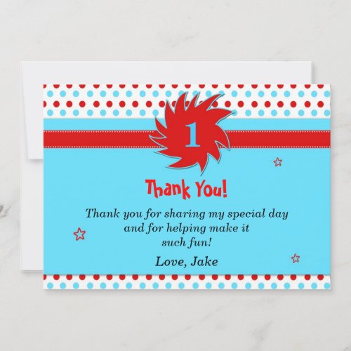 Red Blue Polka Dots Thank You Card