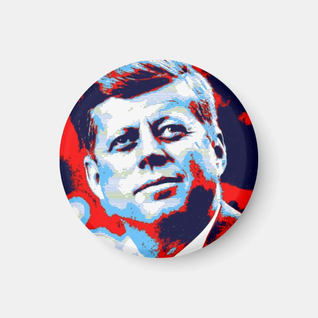 Red Blue Pop Art JFK John F. Kennedy Magnet (Front)