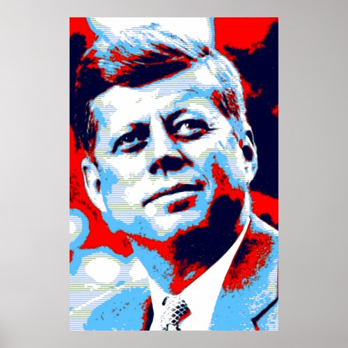 Red Blue Pop Art JFK John F Kennedy Poster