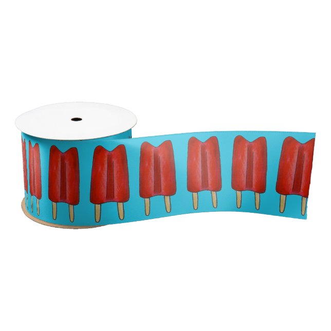 Red Blue Popsicles Cherry Twin Pop July 4th USA Satin Ribbon (Spool)