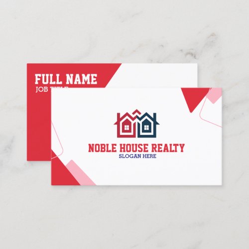Red  Blue Professional Geometric Real Estate  Business Card