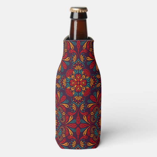 Red blue purple kaleidoscope pattern bottle cooler