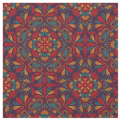 Red blue purple kaleidoscope pattern fabric