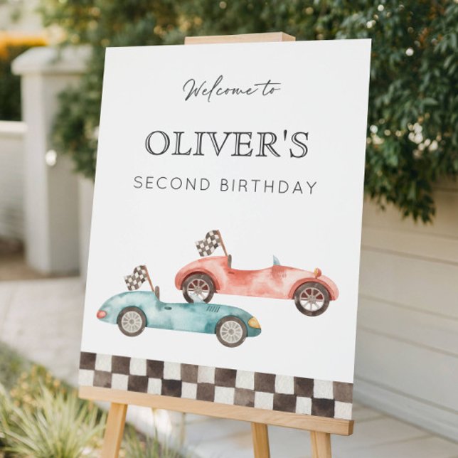 Red & Blue Racing Car Birthday Welcome Sign (Creator Uploaded)