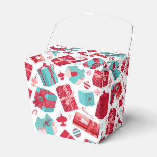 Red & Blue Retro Christmas Packages Favor Boxes