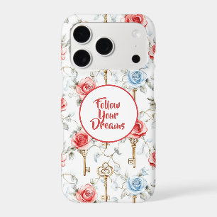 Red Blue Roses Gold Keys iPhone 17 Pro Case