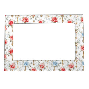 Red Blue Roses Gold Keys Magnetic Frame