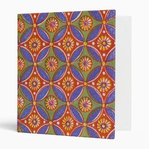 Red Blue Rustic Colorful Circle Egypt Art Pattern 3 Ring Binder