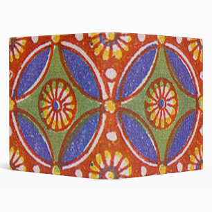 Red Blue Rustic Colorful Circle Egypt Art Pattern Binder