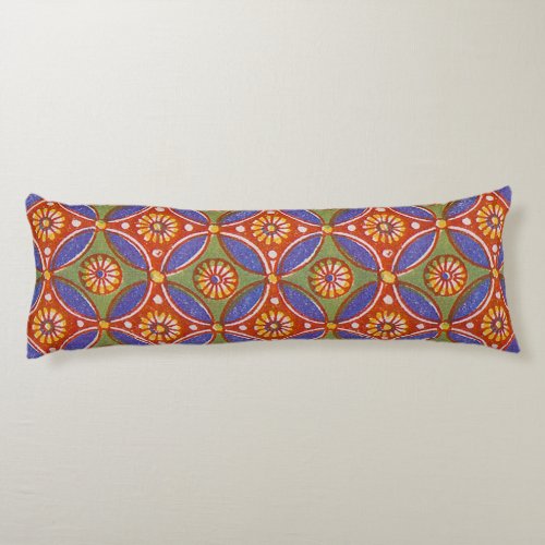 Red Blue Rustic Colorful Circle Egypt Art Pattern Body Pillow