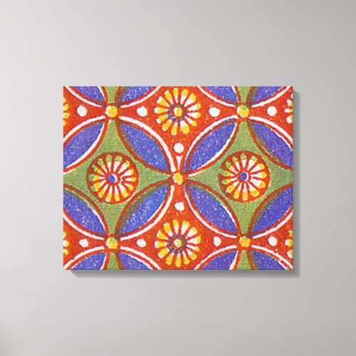 Red Blue Rustic Colorful Circle Egypt Art Pattern Canvas Print