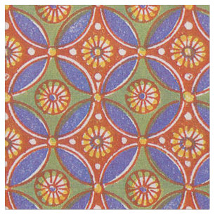 Red Blue Rustic Colorful Circle Egypt Art Pattern Fabric