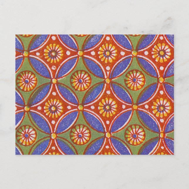 Red Blue Rustic Colorful Circle Egypt Art Pattern Postcard (Front)
