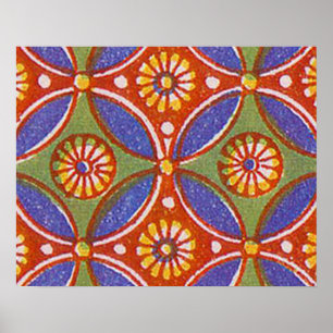 Red Blue Rustic Colorful Circle Egypt Art Pattern Poster