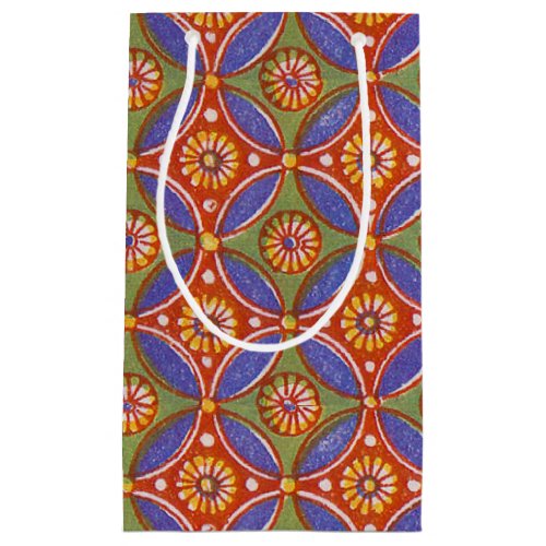 Red Blue Rustic Colorful Circle Egypt Art Pattern Small Gift Bag