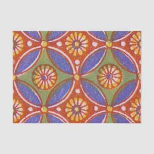 Red Blue Rustic Colorful Circle Egypt Art Pattern Tissue Paper