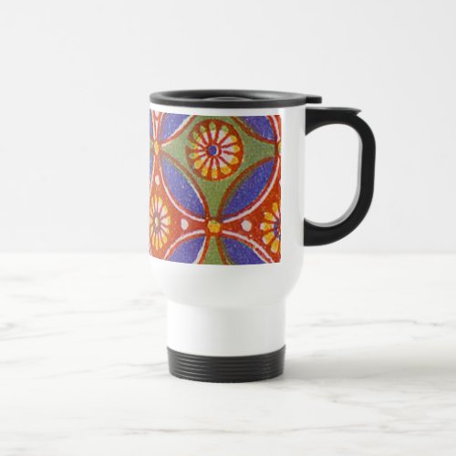 Red Blue Rustic Colorful Circle Egypt Art Pattern Travel Mug