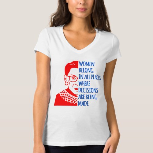 Red Blue Ruth Bader Quote Women Belong In All Plac T_Shirt