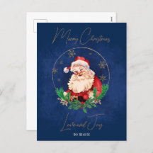 Red Blue Santa Elegant Retro Vintage Christmas