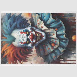 Red Blue Scary Halloween Circus Clown Decoupage Tissue Paper