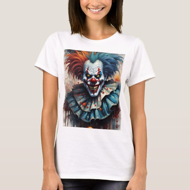 Red & Blue Scary Halloween Circus Clown Women's T T-Shirt (Front)