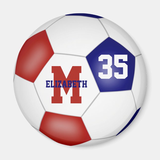 red blue school colors kids soccer team gifts magnet (Front)