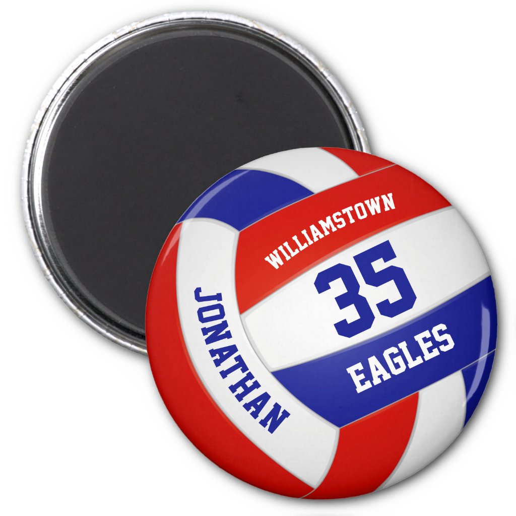 red blue school colors team name volleyball magnet