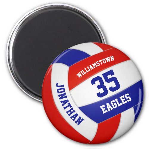 red blue school colors team name volleyball magnet