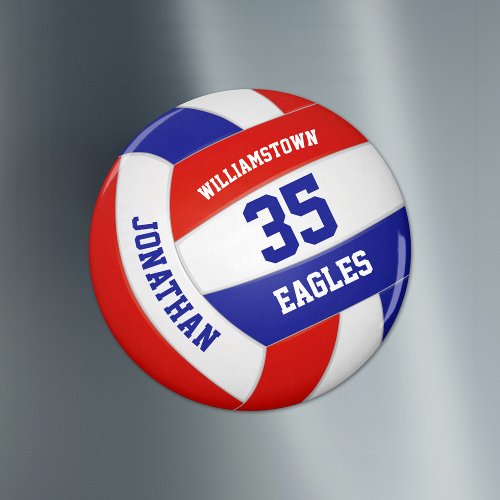 red blue school colors team name volleyball magnet