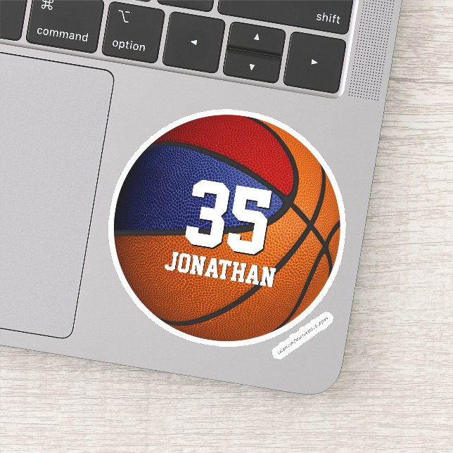 red blue school team spirit boys basketball sticker (Detail)