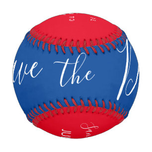 Red Blue Script Heart  Save the Dates   Baseball