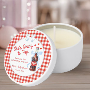 Red & Blue She's Ready to Pop Baby Shower  Mini Candle Favors