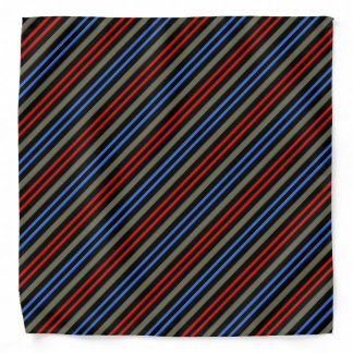 Red Blue Silver Gray Gray Black Stripes Bandana