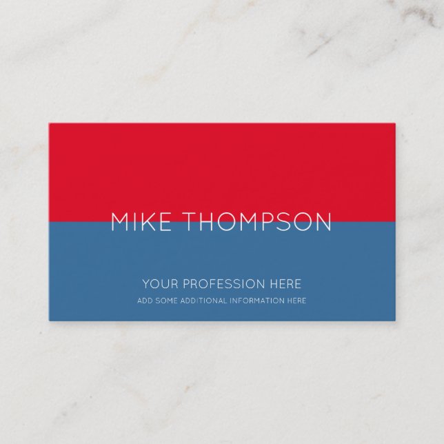 red & blue, simple, cool & modern business card (Front)