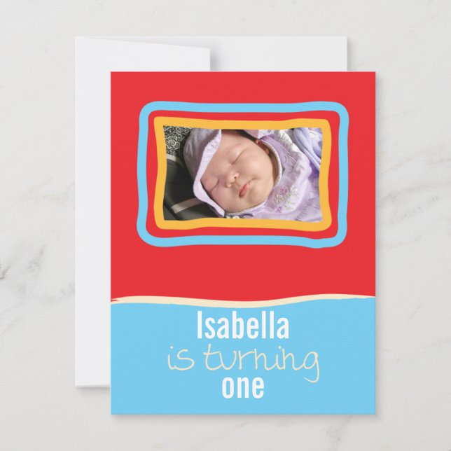 Red & Blue SkyFrame Front Invitation (Front)