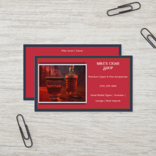 Red Blue Smoke Cigar Shop Business Card