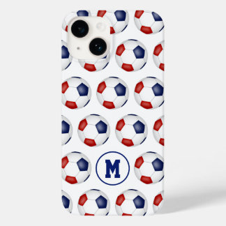 red blue soccer balls sports pattern Case-Mate iPhone 14 case