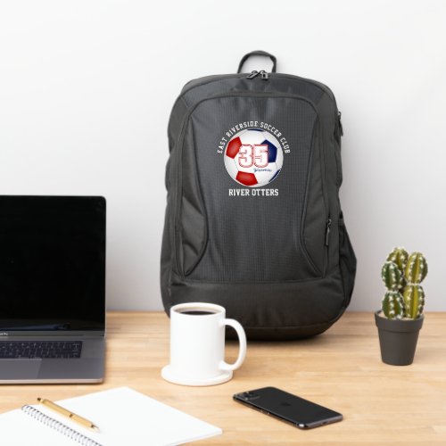 red blue soccer club team colors boys girls port authority backpack