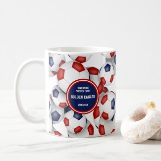 red white blue soccer school team coach gift coffee mug