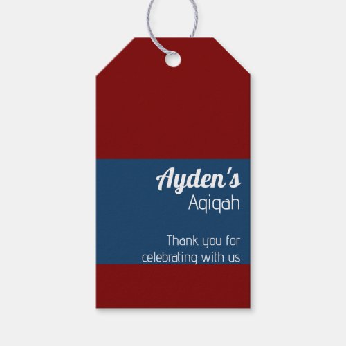 Red Blue Solid Color Plain Aqiqah Baby Shower Gift Tags