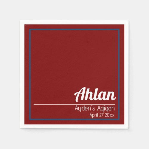 Red Blue Solid Color Plain Aqiqah Baby Shower Napkins