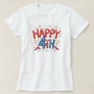 Red & Blue Sparkler 4th of July Celebration T-Shirt