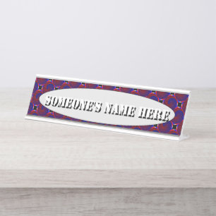 Red & Blue Spiral by Kenneth Yoncich Desk Name Plate