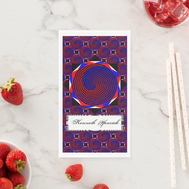 Red & Blue Spiral by Kenneth Yoncich Paper Guest Towels (Insitu)