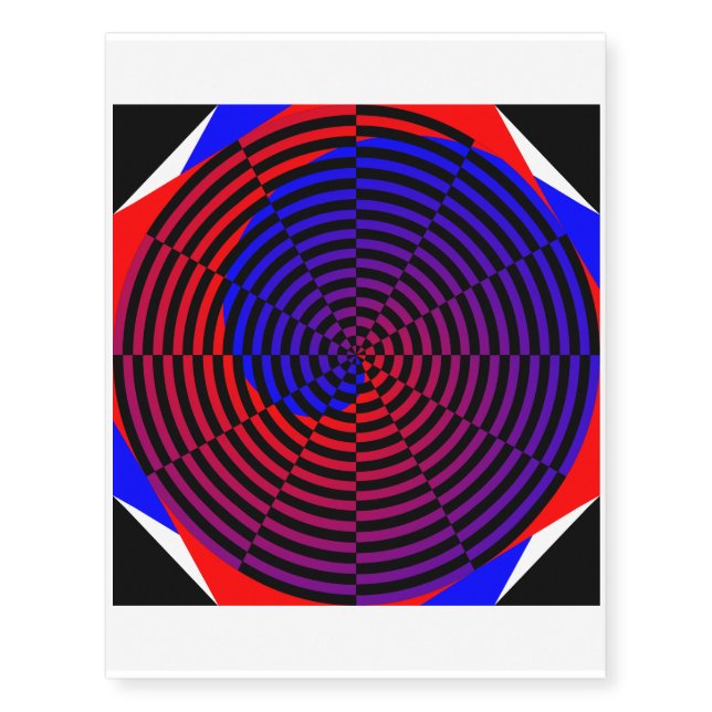 Red & Blue Spiral by Kenneth Yoncich Temporary Tattoos (Front)