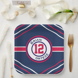 Red & Blue Sports Theme Paper Plate