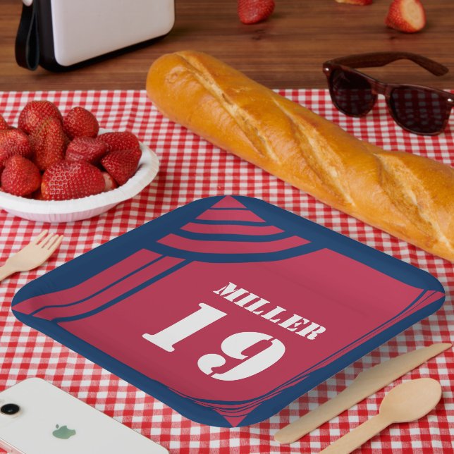 Red & Blue Sports Theme Paper Plate (Picnic)
