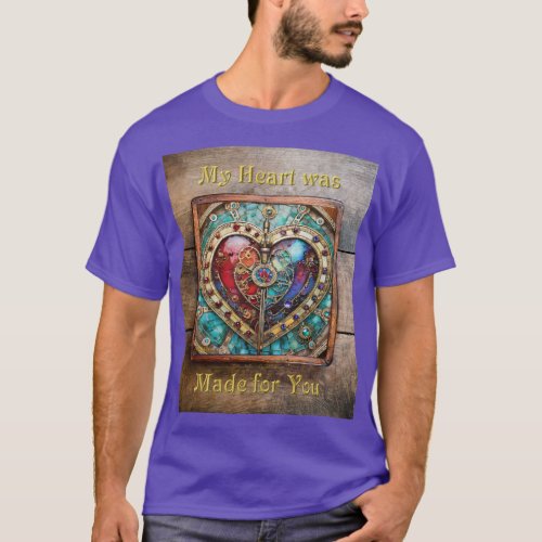 Red  Blue Stained Glass Heart Steampunk Series T_Shirt