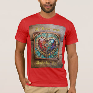 Red & Blue Stained Glass Heart Steampunk Series T-Shirt
